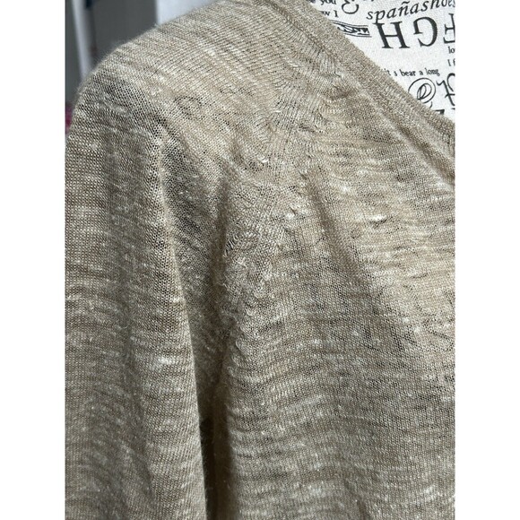 J CREW WOMEN'S TAN BEIGE MARLED LINEN BLEND ZIP UP CARDIGAN JACKET SWEATER S - Picture 6 of 11